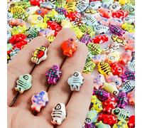 10/20/30 pezzi/lotto foro colorato 2 mm pesce pagliaccio tartaruga stella conchiglia perline in ceramica simpatici animali per gioielli braccialetti fai da te artigianato-M632-20 pezzi
