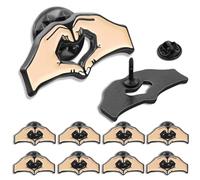 10/20/50/100 spille smaltate a forma di cuore con due mani, spille per bavero, amicizia, amore, cuore, gesto, distintivo, distintivo, souvenir, gioielli, regalo, 1 inch x 0.47 inch, Ferro