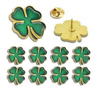 10/20/50/100 spille smaltate per il giorno di San Patrizio, spille verdi a forma di quadrifoglio, spille per souvenir irlandesi all'ingrosso, 0.8inch, Ferro