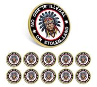 10/20/50/100Pcs Spille indiane Nativi Americane Laple Bulk -Metal Nessuno è illegale su terra rubata Spilla per donne uomini vestiti camicia borsa cappelli