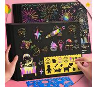 10/20/50/120 pezzi Carte per arte scratch arcobaleno, (con stilo in bambù + 4 modelli) adatte per feste, pittura ad arte magica. Carta da grattare, senza penna né inchiostro, senza sporcizia, kit fai-