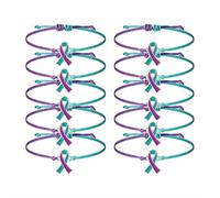 10/20/50 braccialetti per la sensibilizzazione al suicidio, con cordoncino regolabile, viola, con nastro color foglia di tè, braccialetti intrecciati ispiratori per la prevenzione del suicidio, regali