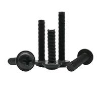 10/20/50PCS M2 M3 M4 M5 M6 Nero In Acciaio Inox 304 Croce Testa Tonda con Vite Cuscino a cilindrica Interfaccia Denti(M2x4mm 50Pcs)