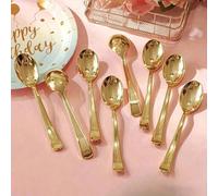 10/20 pezzi Cucchiai di plastica dorati, mini cucchiai per dessert, mini cucchiai di plastica per gelato/budino e yogurt, adatti per riunioni domestiche o feste di matrimonio, ideali per catering, fes