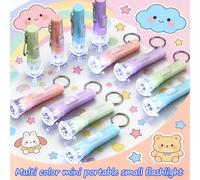 10/20 pezzi Mini torcia LED portachiavi, luce da campeggio portatile, torcia tascabile a forma di macaron carina, luce notturna di emergenza con un pulsante, luce portachiavi per zaino, accessorio ess