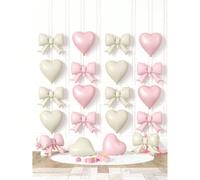 10/20 pezzi Palloncini a forma di cuore rosa crema, Palloncini a forma di fiocco rosa, Adatti per feste di compleanno, festa di nascità A,B,CPC