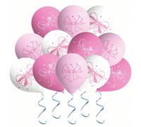 10/20 pezzi Palloncini rosa con fiocco da 12 pollici, forniture per feste a tema fiocco per compleanni, addii al nubilato, matrimoni, accessori fotografici rosa per ragazze, festa di nascità 20 pezzi,