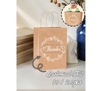 10/20 pezzi Sacchetti di carta kraft personalizzabili, con testo personalizzabile per rendere unico il sacchetto, inclusi sacchetti regalo per vacanze, sacchetti della spesa, sacchetti per negozi, sac