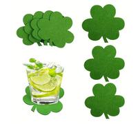 10/20 pezzi Sottobicchieri in feltro per San Patrizio, con motivo a quadrifoglio verde, decorazioni in feltro a forma di foglia fortunata, antiscivolo e resistenti al calore, sottobicchieri a quadrifo