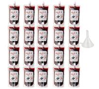 10/20 sacche di sangue per Halloween, 350 ml, sacchetti di liquido con clip adesivo per gruppo sanguigno, contenitori riutilizzabili per bevande di sangue finto, contenitori riutilizzabili per feste