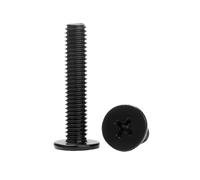10-200pcs M1.6/M2/M2.5/M3/M4/M5/M6 Viti macchina con testa piatta larga a fessura incrociata in acciaio inoxydabile nero, M6x12x12mm