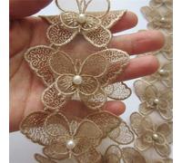 10/20pcs Organza Strass Farfalla Ricamato Perla Pizzo Applique Passamaneria Nastro Tessuto Abito da Sposa Cucito-65x40mm K61-Oro,20pcs