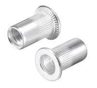 #10-24 Rivetto Dadi Zigrinato Piatto Testa Filettato Inserto Dado Argento 100pz