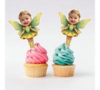 10/25/50/100 pezzi Decorazioni personalizzate per cupcake in carta - Decorazioni per feste di 1° compleanno, sagome di volti di bambini ritagliate, decorazioni personalizzate per torte, decorazioni pe