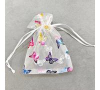 10/25/50pcs Arcobaleno Motivo Farfalla Organza Gioie Borsa Cordino Buste Nuovo