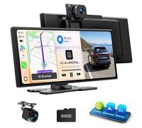 10,25 Schermo Carplay Per Auto Con Dash Cam 2.5K E Telecamera Di Retromarcia 1080P Supporta Apple Carplay&Android Auto Car Play Portatile Assistente Navigazione Mirror Link Scheda da 64 GB Bluetooth
