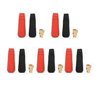 10-25 Square Quick Plug Connector 5Pcs | European Style Welding Machine Connector Long + Long Type | Brass Material with Elevated Temperature & Oil Protection | Red & Black