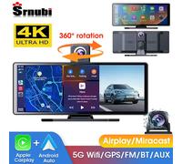 10.26" 4K Car Dvr Carplay Android Auto GPS 5G WIFI FM BT Dash Cam 360 ° Registratore di azionamento per telecamera per camion Dashcam a doppia lente con rotazione