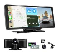 10,26 Pollici Schermo Per Auto per Apple Car play e Android Auto Wireless, Schermo Carplay Auto con Dash cam 4K/Telecamera Posteriore HD 1080P/Bluetooth/FM/AUX/64G TF/Mirror Link/Assistente Vocale/GPS