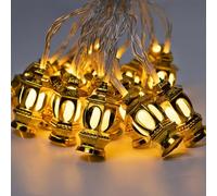 10,3 ft luci a corde del Ramadan musulmano, forma di lanterna islam oro 20ED, decorazioni per le luci a corde Mubarak Eid per feste per feste per feste decorazioni per la camera da letto, giallo caldo