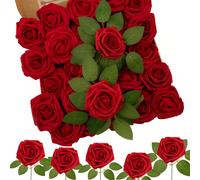 10/30/50/100 pezzi Fiori artificiali, Rose finte in schiuma avorio con steli, Adatti per bouquet da sposa fai-da-te, centrotavola per addio al nubilato bianchi, decorazioni per tavoli da festa, San Va