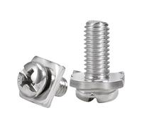 10/30 pezzi M3 .5 M4 M5 Vite for morsettiera nichelata a testa cilindrica con rondella quadrata, croce, due viti combinate(M4x8x8mm-10pcs)