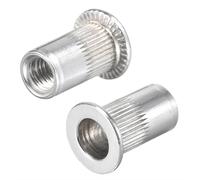#10-32 Rivetto Dadi Zigrinato Piatto Testa Filettato Inserto Dado Argento 100pz