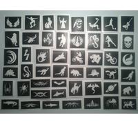 10-400 ragazzi stencil a tema per scintillio tatuaggi dinosauri, draghi, tribal