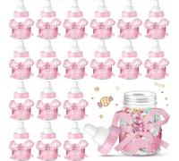 10/5/1 pezzo - Piccoli barattoli di plastica per caramelle con fiocchi rosa, bottiglie da bagno per festa di nascità, barattoli di caramelle riempibili per festa di nascità, bomboniere per feste di ri