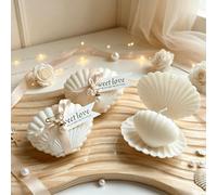 10/5/1 Set (Include 1 candela profumata a forma di conchiglia + 1 scatola regalo a forma di conchiglia + 1 nastro da matrimonio + 1 ciondolo + 1 etichetta) Set decorativo di candele profumate a forma