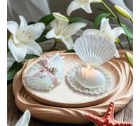 10/5/1 Set (Include 1 candela profumata a forma di conchiglia + 1 scatola regalo a forma di conchiglia + 1 nastro da matrimonio + 1 ciondolo + 1 etichetta) Set decorativo di candele profumate a forma 