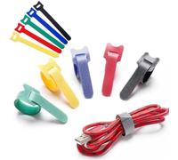 10/50 PCS T-Type Adhesive Fastener Tape, Reusable Cable Zip Ties, Laptop Cord Organizer, Wire Organizers for Cords, Cord Ties for Electronics (10 PCS,15cm/5.9'')