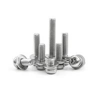 10-50 pezzi Vite a testa cilindrica con intaglio a croce con rondella in acciaio inossidabile M2 M3 M4 M5 M6 M8 Vite a tre combinazioni di macchine(10mm,M2 50pcs)