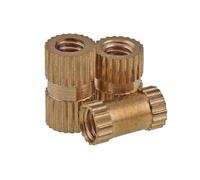 10/50 pz M2 .5 M3 M4 M5 M6 M8 M10 Ottone massiccio Rame puro Filettatura metrica Stampaggio a iniezione Dado zigrinato Inserto incorporato(Length 6mm,25pcs M4(OD 5.2mm))