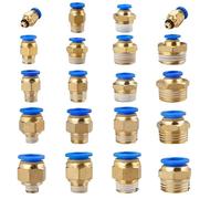 10/50 raccordi pneumatici per PC, 4 mm, 6 mm, 8 mm, 10 mm, 12 mm, filettatura 1/8" 1/4" 3/8" 1/2", raccordi rapidi per tubi (PC12-04, 10 pezzi)