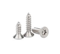 10/50pcs ST2.2 2.9 3.9 To 4.8 304 Stainless Steel Six Lobe Torx Flat Countersunk Head With Pin Security Self-tapping Wood Screw(10pcs M4.8x19mm)