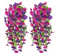 10/6/4/2/1 pezzi Fiori artificiali appesi da esterno, misti di seta a colori, adatti per matrimoni, casa, ufficio, decorazione da giardino, fiori artificiali con foglie di eucalipto, piante appese rea