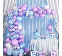 10/93 pezzi Set di palloncini natalizi, set di ghirlande ad arco con palloncini stampati a fiocco di neve, ghirlande di palloncini viola, blu, argento, adatte per feste di compleanno a tema inverno, f