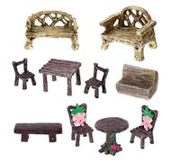 10 accessori da giardino fatato, 10 pezzi in miniatura, mobili da giardino delle fate, mini mobili per casa delle bambole, set di sedie in resina per casa di villaggio, micro paesaggio, decorazione