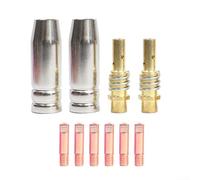 10 accessori per kit di saldatura MIG, punte per saldatura da 0,1 cm + 2 ugelli a gas + 2 diffusori di gas MIG accessori per saldatura per Lincoln per Magnum da 100 litri, per Mini per Forney Chicago