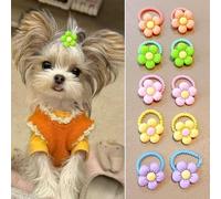 10 accessori per peli di cani di piccola taglia, motivo floreale, elastico, nessun danno, prodotti per la toelettatura per Yorkie, maltese
