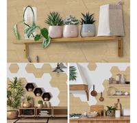 10 adesivi da parete esagonali in schiuma goffrata con venature del legno, impermeabili, resistenti all'olio, adesivi per piastrelle per cucina e bagno (B)