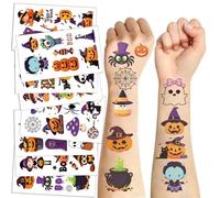 10 adesivi del tatuaggio del cartone animato di Halloween, strega zucca gatto ragno fantasma carino mini-immagine per ragazzo ragazza festa di compleanno regalo riempimento