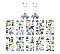 10 Adesivi Per Tatuaggi Della Polizia, 2 Ciondoli Per Auto Della Polizia, Adesivi Per Tatuaggi Per Bambini, Adesivi Impermeabili Carini, Ornamenti Portachiavi, Regali Creativi.