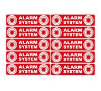 10 adesivi Sistema di Allarme 12 x 3 cm | Rosso | Attenzione, protetto da allarme | Finestra, porta, edificio, garage, auto | Adesivo per esterni | hin046