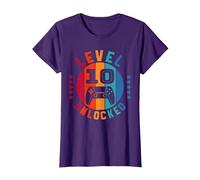 10 Anni Compleanno Regalo Video Gamer Level 10 Unlocked Maglietta, Donna, Viola, L