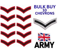 10 Army Galloni Green On Red Feltro British Caporale Rango a Righe Lavoro Lotto