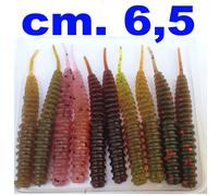 10 artificiali pesca trota lago verme gomma falcetto shad spinning light trout O