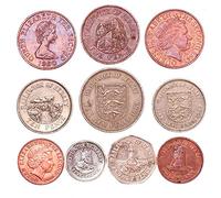 10 Baliato Di Jersey Monete 1 Penny - 10 Pence. Vecchia Collezione Di Monete Dall'isola Di Canale, Dal 1968. Per La Vostra Moneta Bancaria, Portaoggetti Monete O Album Di Moneta