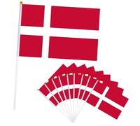 10 bandiere della Danimarca piccole, bandiera della Danimarca 21x14 cm, bandiera manuale della Danimarca per i fan, bandiera della Danimarca mini da tenere in mano per la decorazione delle Olimpiadi